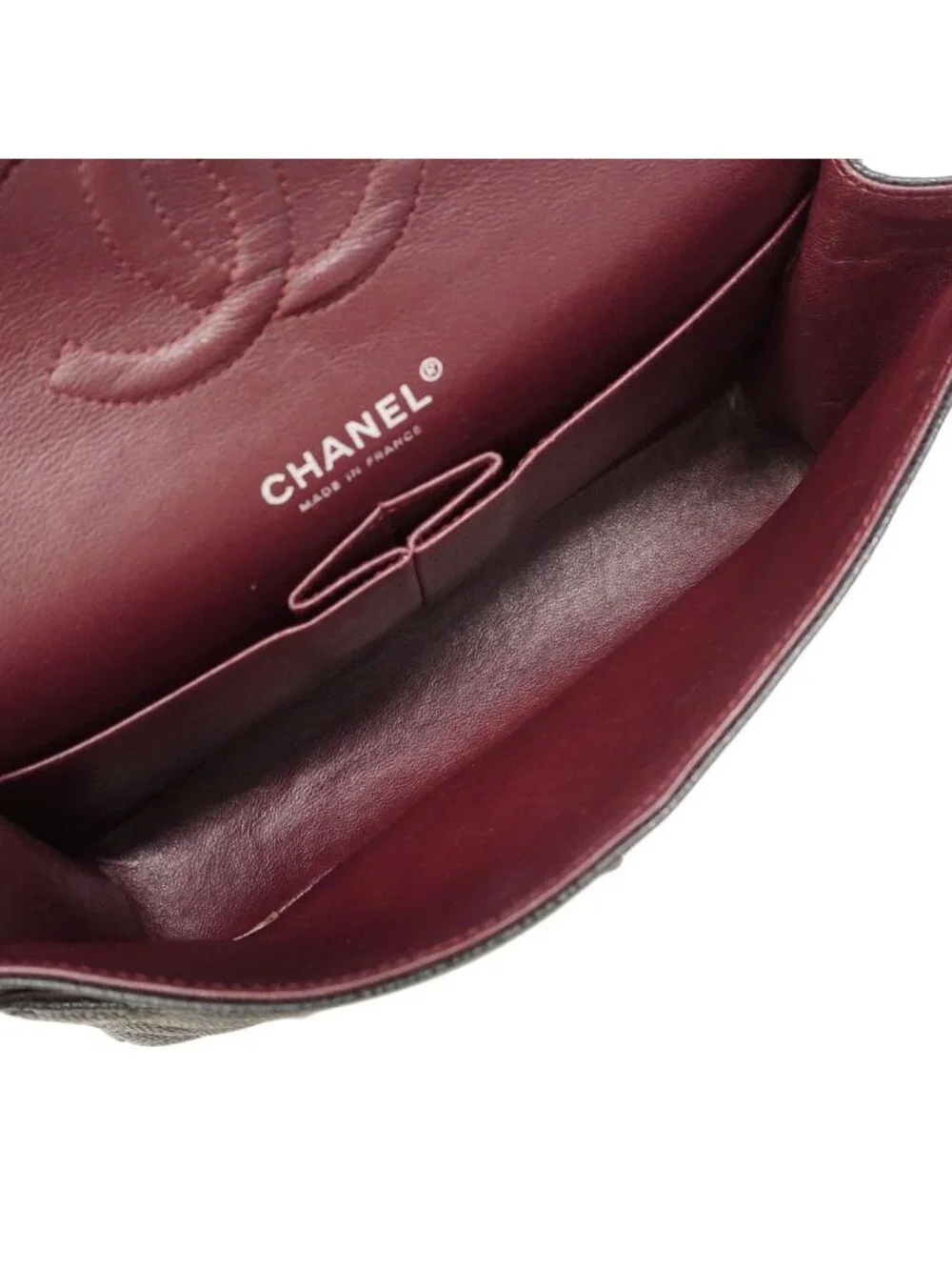Chanel Shoulder Bag Quilted Caviar Leather Black Silver